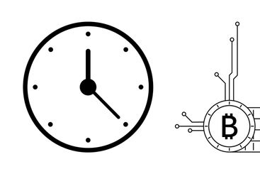 Bitcoin Circuit, Clock, and Floral Blooms Versatile...