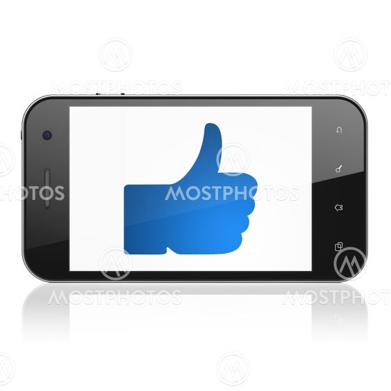 Social network concept: Thumb Up on smartphone