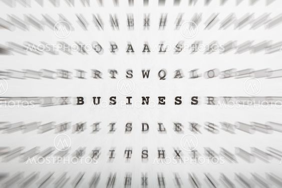 Crossword letters, focus on word business
