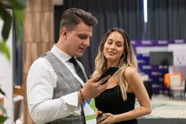 Professional Interaction at a Business Event Capturing...