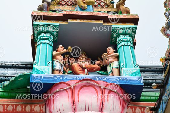 Close up of SRI ARULOLI THIRUMURUGAN Temple with blue sky , Penang Hill Malaysia