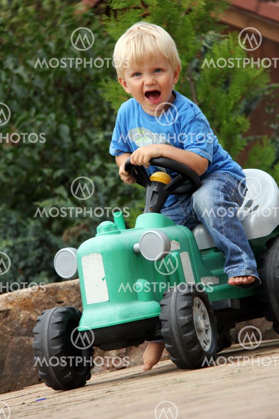 little boy with tractor