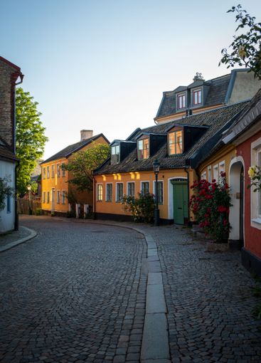 Colorful town houses in Lund Sweden