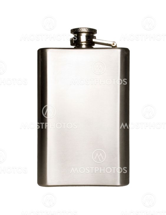 Metallic hip flask + clipping path