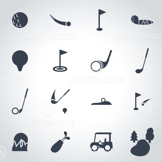 Vector black golf icon set