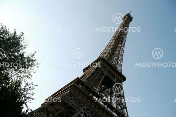 low perspective of eiffel tower