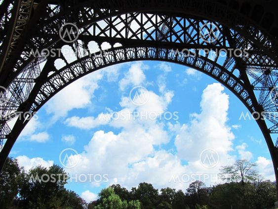 View from below of the Eiffel tower