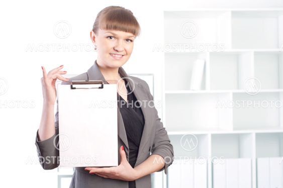woman works in the office