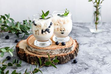 Light summer dessert made from whipped cream, meringues...