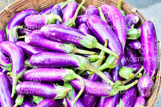 Eggplant in baskets.