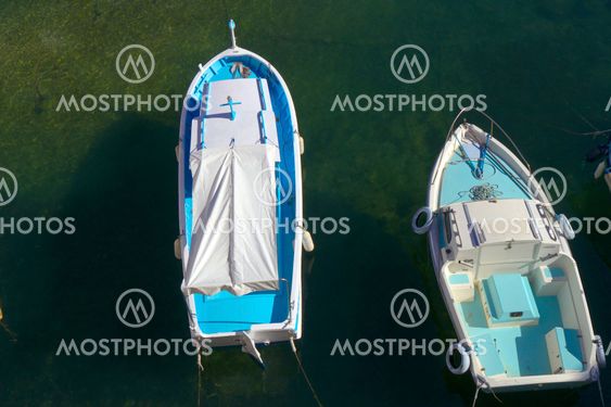 aerial of two fishing boats