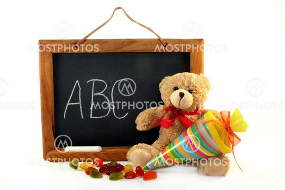 Blackboard with school cone