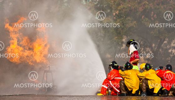 Firefighters training exercise