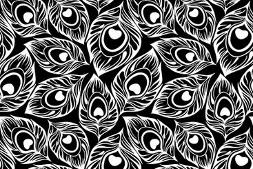 seamless contour pattern of white peacock feathers on a...