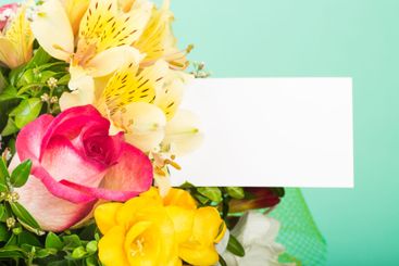 Colorful bouquet of flowers with vibrant roses and...