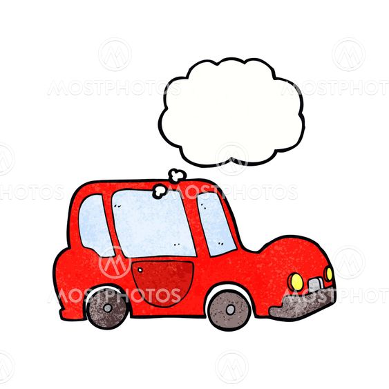cartoon car with thought bubble