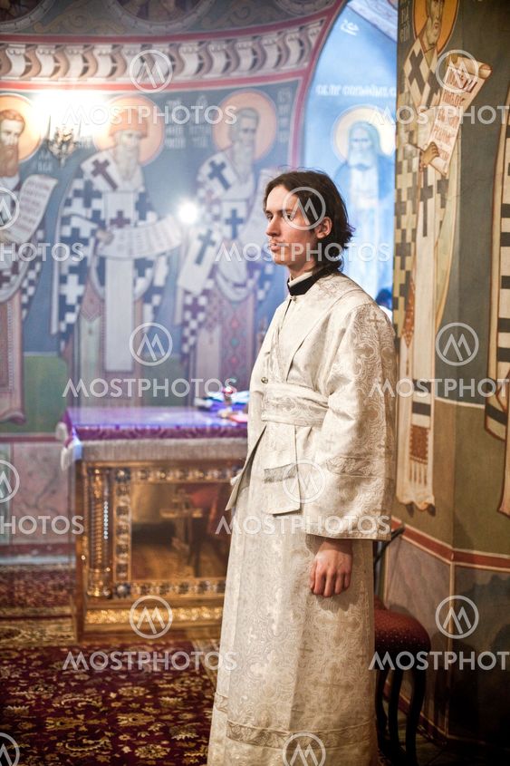 MOSCOW - MARCH 14: Orthodox liturgy with bishop Mercury in High Monastery of St Peter in Moscow on March 14, 2010 in Moscow