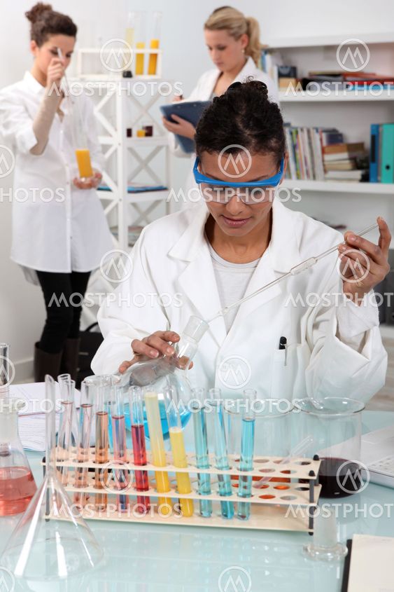 Women conducting an experiment