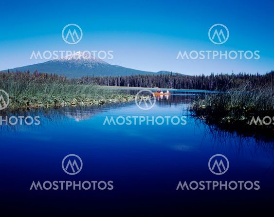 Hosmer Lake in Oregon Cascades with Mount Bachelor