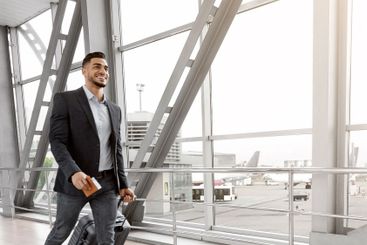 Ready For Journey. Smiling Handsome Middle-Eastern Man...