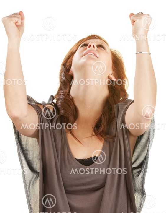 Woman With Fists in the Air