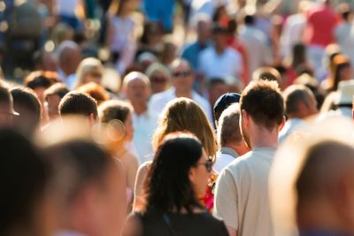People walking on the city street.