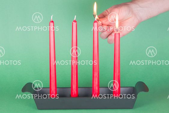 Second of Advent, red candles, lighted