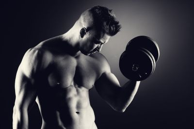 Muscular man weightlifting