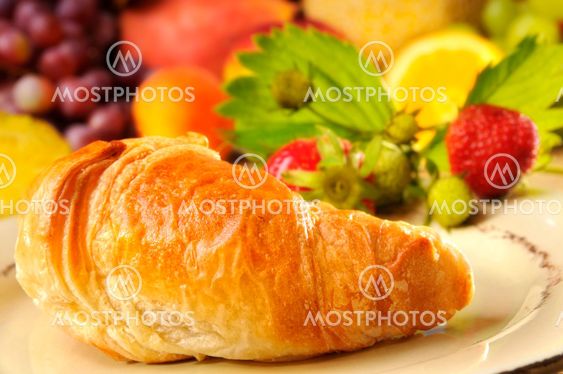 Croissant and Fruits