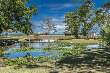 Seaside tropical park at the resort.