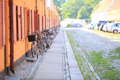 Bicycles on the city street Scandinavia Europe