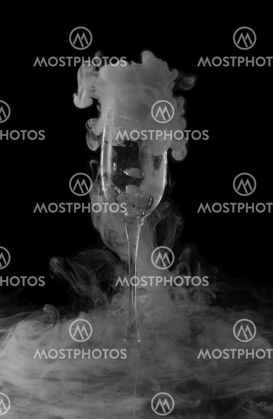 glass with dry ice