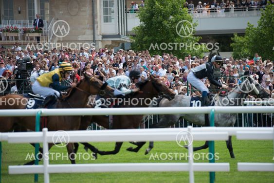 CHATILLY, FRANCE - JUNE 2013: Second Course of the Prize of Diane Longines on June 16, 2013 in Chantilly. European Championship for Young Jockeys. European Championship for Young Jockeys