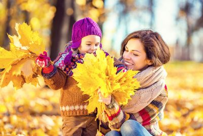 Mother and daughter in the park