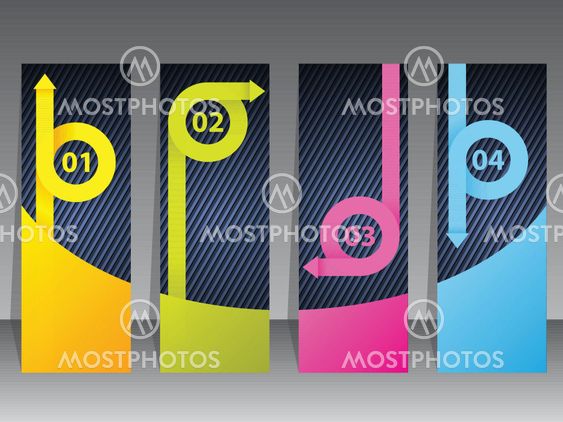 Colorful label set with arrow ribbons