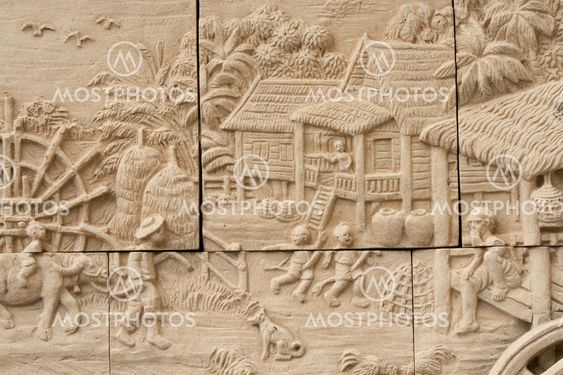 native molding art on wall in thai style