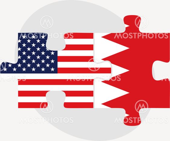 USA and Bahrain Flags in puzzle