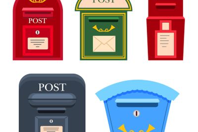 Post Mailbox Vector Colourful Collection on White