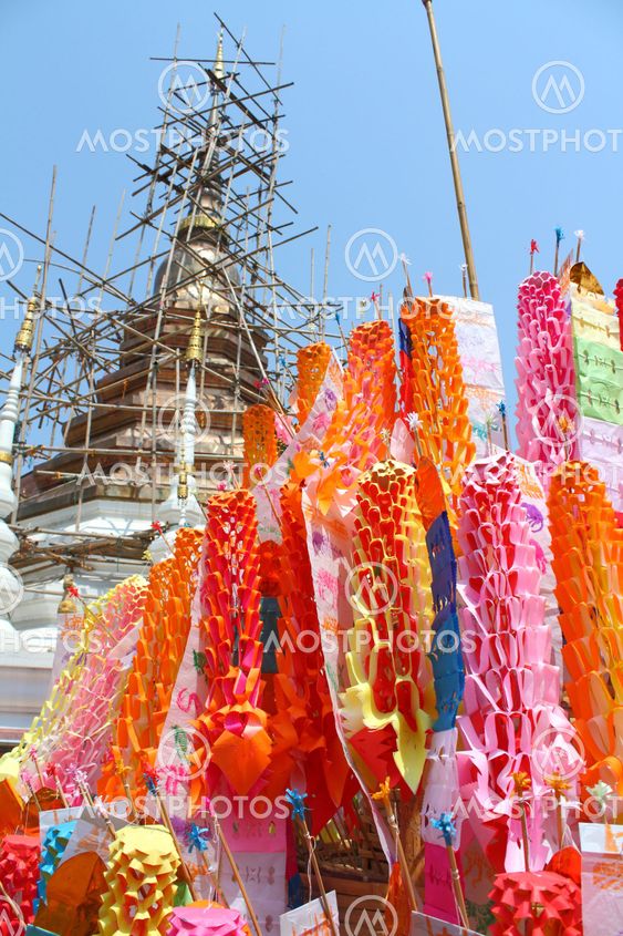 Color paper flag for Buddha worship