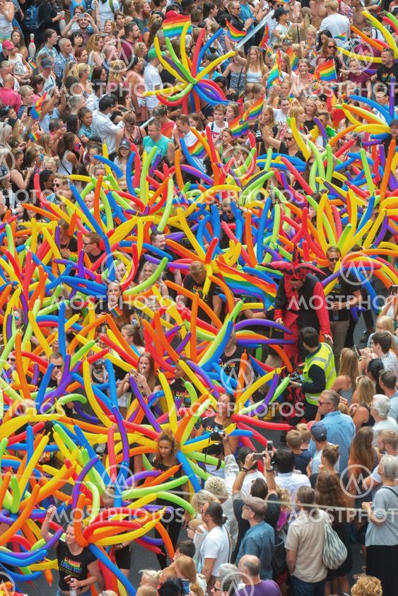 Pride parade in Stockholm and the parade going at...