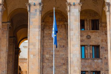 A Beautiful European Flag Displayed Proudly at an...