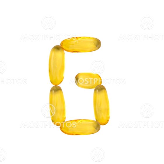 G alphabet made from fish oil pill