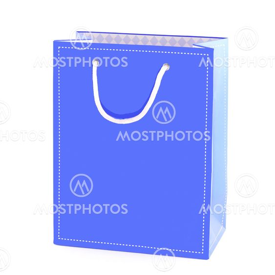 blue shopping bag isolated on white background