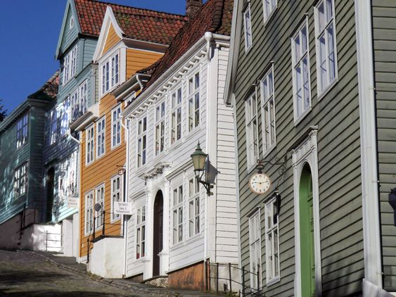 The houses up the hill.
