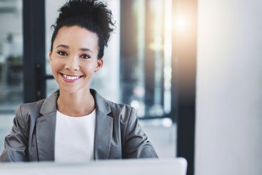 Happy, professional and portrait of businesswoman in...