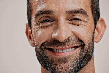 Portrait, skincare and happy man with natural beauty,...