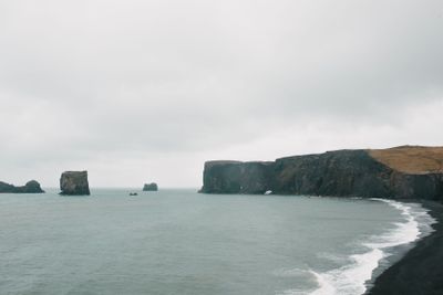beautiful icelandic seacoast with cliffs and cloudy sky,...