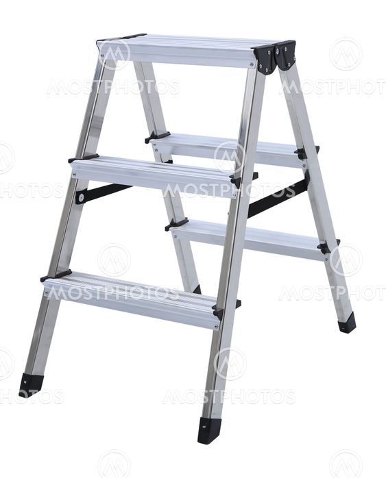 Aluminum metal step-ladder isolated