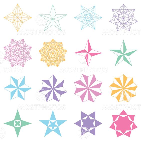 Set of stars. Geometric shapes. Vector
