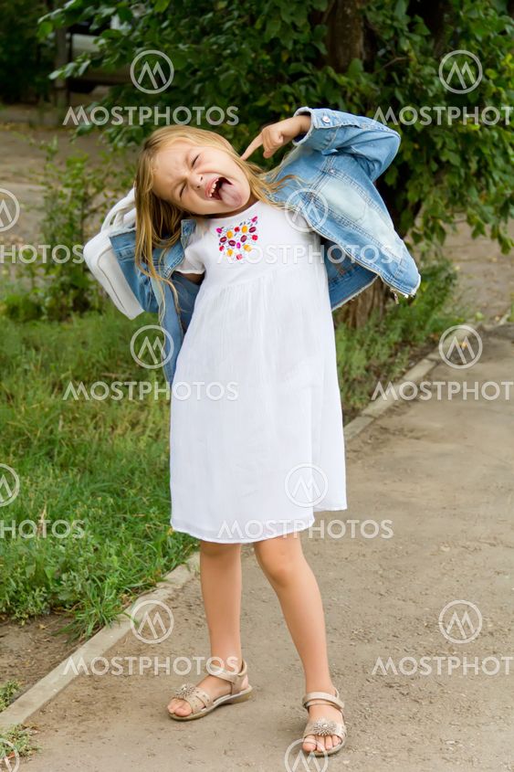 Girl makes faces
